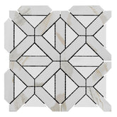 Calacatta Gold Italian Marble with Bianco Dolomite Triangles Geometrica Mosaic Tile Honed (Matte)